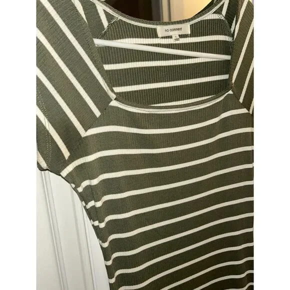 Olive Green Striped Maxi Dress Women’s Bodycon Long Casual Size SM - Picture 4 of 4